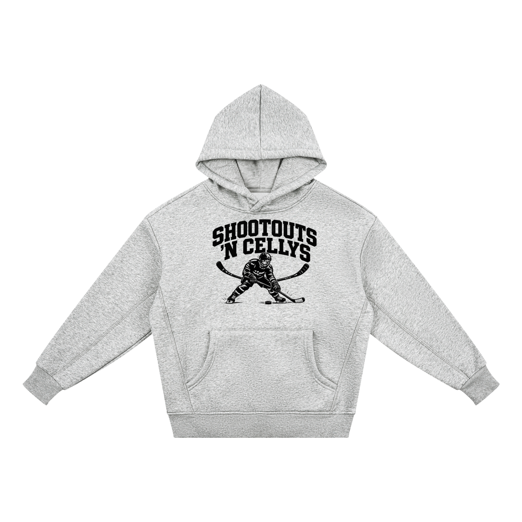 Shoot First. Celly Hard. Youth Fleece Hoodie — Flower Grey