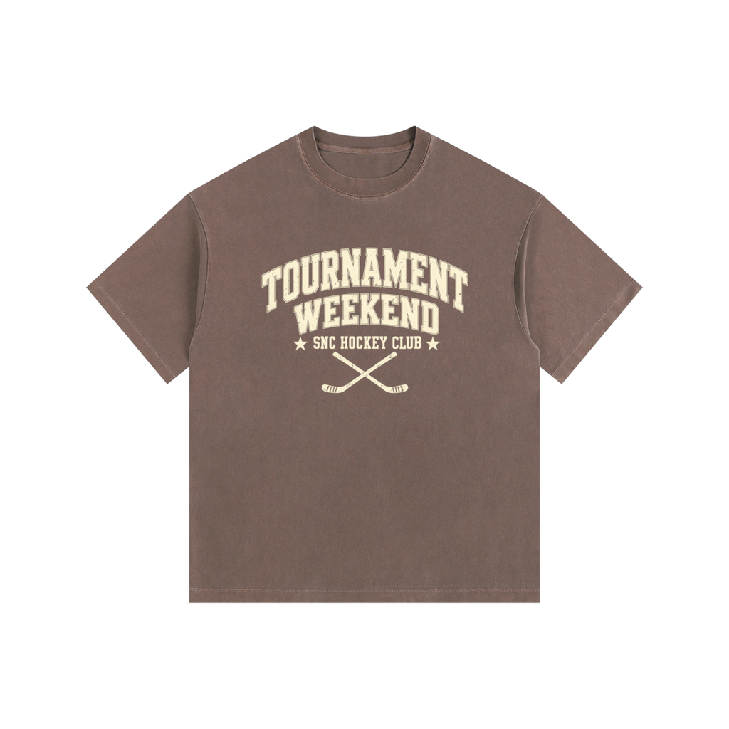 Tournament Weekend Men’s Vintage Washed Oversized Tee — Coffee