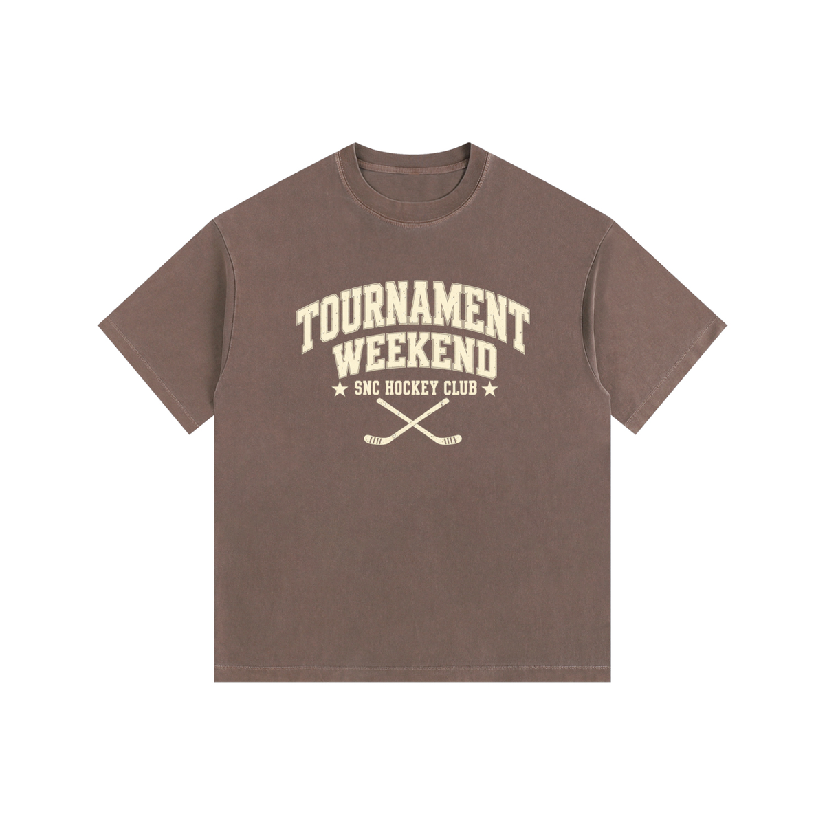 Tournament Weekend Men’s Vintage Washed Oversized Tee — Coffee
