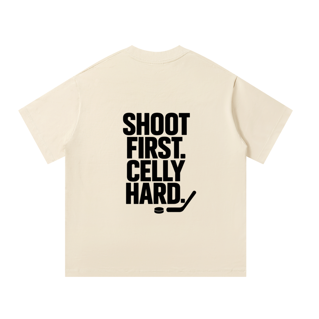 Shoot First. Celly Hard. Boxy Tee