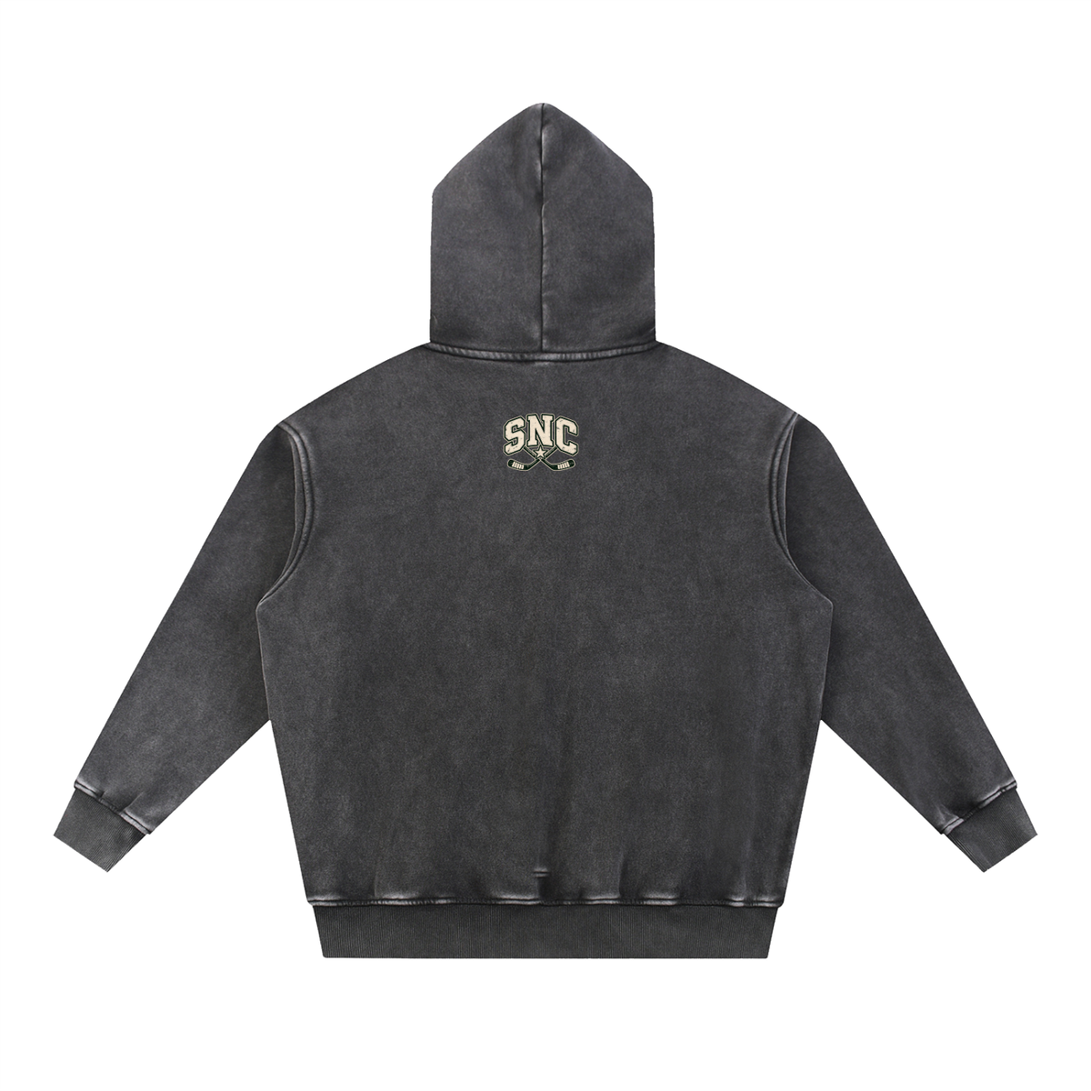 Women’s Shoot First. Celly Hard. Snow-Wash Oversized Hoodie — Black