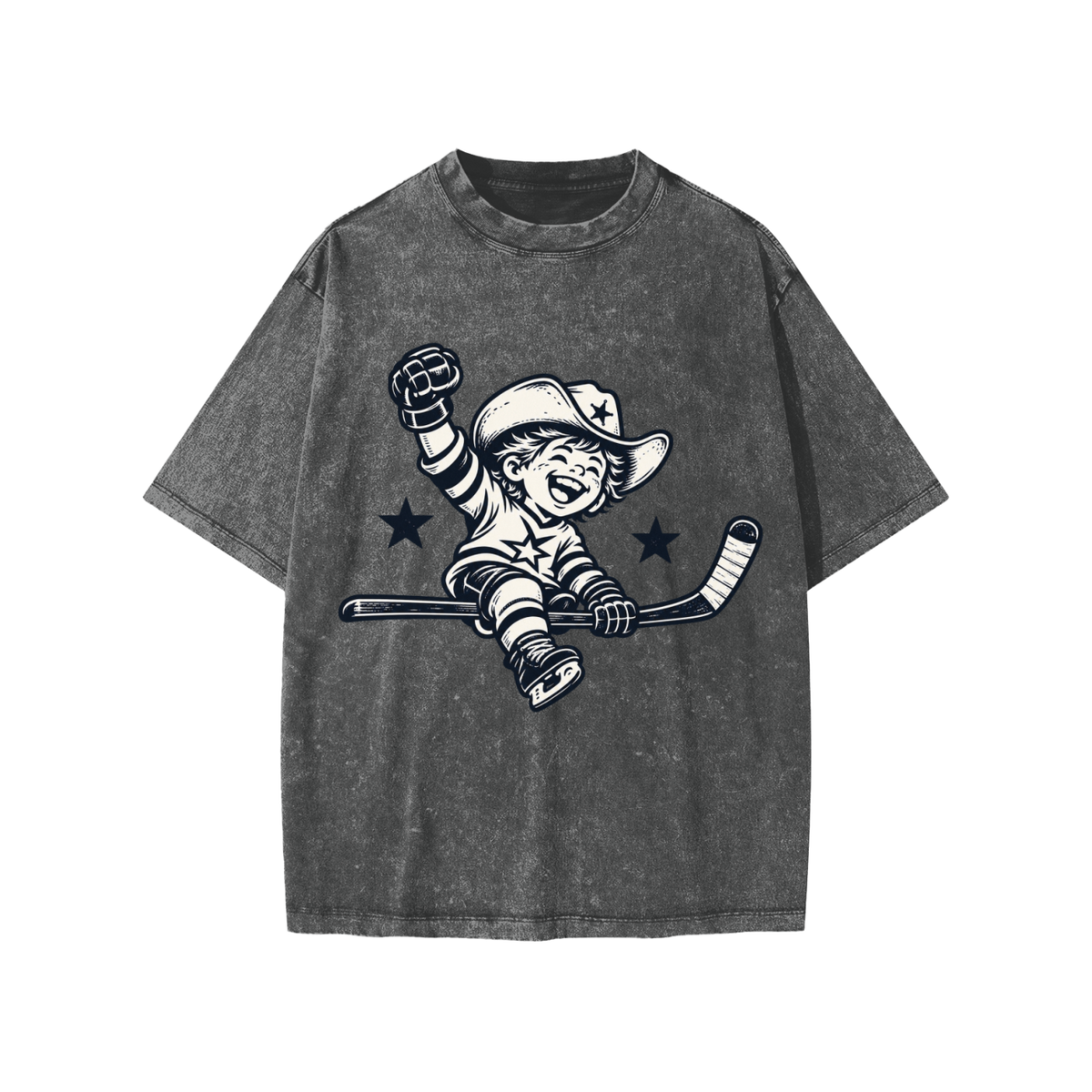 Shoot First. Celly Hard. Snow-Washed Youth Tee — Dark Grey